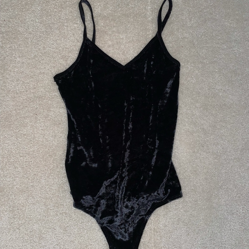 Black velour bodysuit